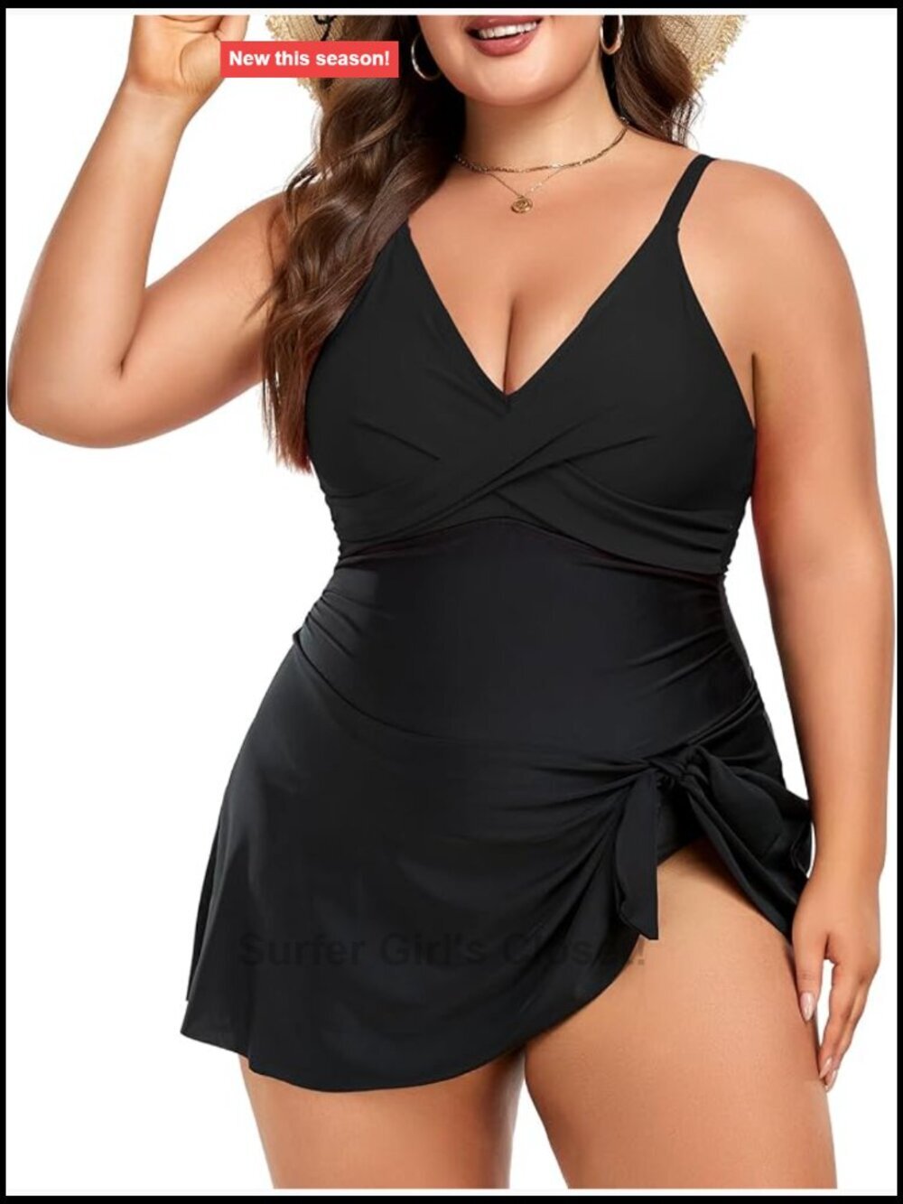 Plus Size Swim Dress Tummy Control One Piece Wrap Bathing Suit Full Coverage